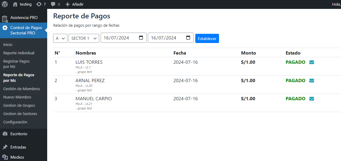 P17 PRO Control de Pagos Sectorial